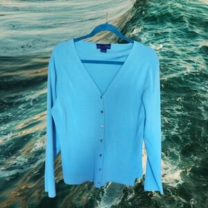 Charter Club (L) Teal silk/cotton/nylon